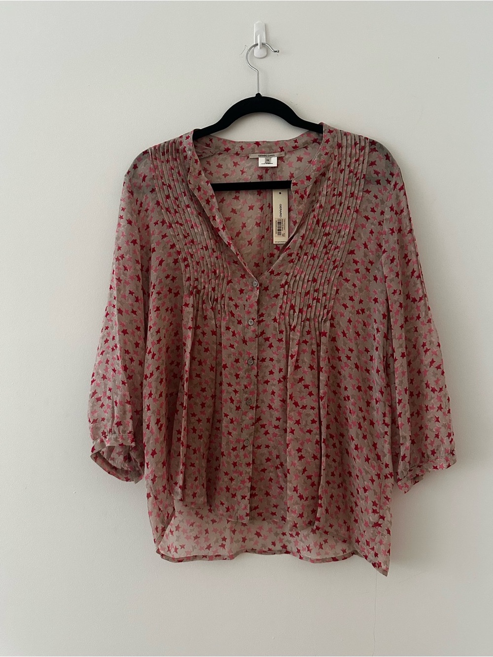 NWT Gerard Darel Pleated Star Print Blouse